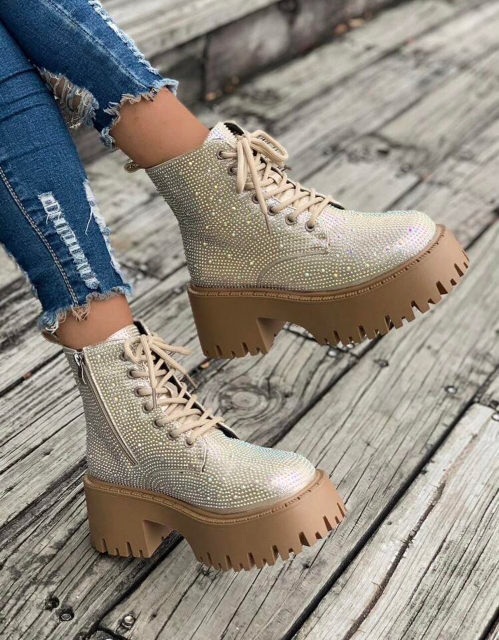 AZALEA WANG JEKYLL GOLD RHINESTONE BOOTIE Sz 11 Festival Rave Glam